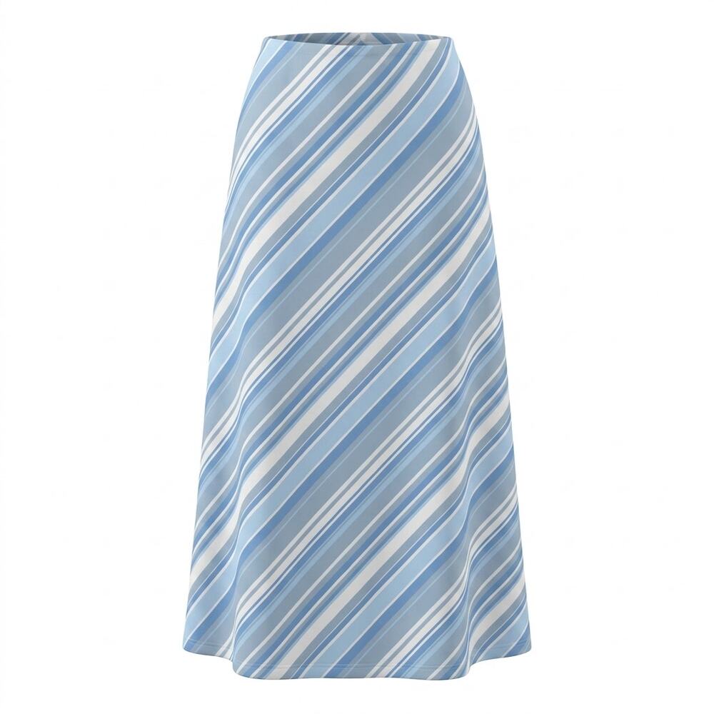 Giorgio Fiorlini Blue A-Line Long Striped Lightweight Skirt Women Size M